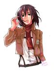  artist_name brown_hair dated emblem jacket looking_at_viewer mikasa_ackerman paradis_military_uniform scarf shanry shingeki_no_kyojin short_hair sketch solo training_corps_(emblem) white_background 