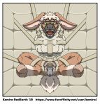 2019 anthro arms_tied artist_name asylum balls bdsm blanc_(smorebisonbooty) bondage border bound chastity_cage chastity_device digital_drawing_(artwork) digital_media_(artwork) eyewear floppy_ears fur gag genitals glasses green_eyes grey_nose hair hi_res hooves kemira legs_tied long_ears male metal_chastity_cage open_mouth open_mouth_gag padded_room pig_nose solo straps suspension suspension_bondage symmetry symmetry_(reflectional) tan_body tan_fur text url wearing_glasses white_border