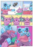 anthro clothed clothing comic duo female generation_1_pokemon hi_res hidoihito hypnosis male male/female mind_control nidorina nidorino nintendo open_mouth pokemon pokemon_(species) speech_bubble spiral_eyes