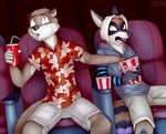  brown_fur bucket canine clothing food fox fur greend_eyes hybrid kangaroo kangootter kelani krazykurt mammal marsupial movie_theater mustelid otter popcorn purple_eyes raccoon zazush zazush-una 