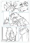 2021 absurd_res anthro beverage biped black_and_white body_size_growth bottomwear clothed clothing coffee comic container cup digital_drawing_(artwork) digital_media_(artwork) draft_horse equid equine fur goatpoke hair hi_res horse inside long_hair male mammal monochrome mug pants shirt simple_background size_transformation solo song_(charityssongbird) tail topwear transformation