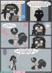 absurd_res anthro asylum blush blush_lines clean_diaper comic diaper diaper_under_clothing diaper_under_skirt duo esmeralda_kingsley female hi_res hospital male male/female mammal medical mephitid padded_room procyonid raccoon restraints skunk straitjacket the_padded_room theodore_reed white_diaper