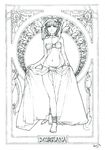  absurdres anklet art_nouveau barefoot character_name dancer fine_art_parody greyscale highres jewelry magi_the_labyrinth_of_magic monochrome morgiana navel o-ring o-ring_top parody shanry skirt_hold solo 
