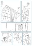 2021 absurd_res anthro beverage biped black_and_white bottomwear building city clock clothed clothing coffee comic digital_drawing_(artwork) digital_media_(artwork) draft_horse equid equine footwear fur goatpoke hair hi_res horse inside long_hair male mammal monochrome necktie office outside pants pictographics shirt shoes simple_background sitting solo song_(charityssongbird) speech_bubble tail topwear walking watch white_background wristwatch