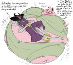 2025 anthro belly big_belly big_breasts breasts duo female generation_1_pokemon generation_4_pokemon giratina hi_res huge_belly hyper hyper_belly inflation jigglypuff legendary_pokemon nintendo pink_body pokemon pokemon_(species) red_eyes spherical_inflation text thatoneaceguy