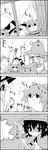  4koma arms_up bucket cirno comic commentary curtains dripping greyscale hair_bobbles hair_ornament hair_ribbon hat hat_ribbon highres ice ice_wings in_bucket in_container jitome kirisame_marisa kisume long_sleeves monochrome moriya_suwako multiple_girls open_mouth oriental_umbrella pen pom_pom_(clothes) raincoat ribbon rice_hat shaded_face shameimaru_aya smile straw_cape tani_takeshi telescope touhou translated twintails umbrella wet wide_sleeves window wings witch_hat wooden_bucket yukkuri_shiteitte_ne 