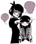  blush creepy_susie female gothic lucy_loud monochrome multiple_girls smile the_loud_house the_oblongs white_background 