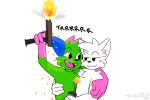 2025 anthro blue_body blue_fur blush boy_kisser_(meme) canid canine canis colored colored_sketch cuddling digital_media_(artwork) domestic_cat don&#039;t_touch_my_pizza_(meme) duo explosives eye_contact fangs felid feline felis fur glock green_body green_fur gun handgun hi_res holding_gun holding_object holding_ranged_weapon holding_weapon kevin_(nyanwolf) looking_at_another male male/male mammal meme meowtinz nyanwolf open_mouth open_smile pink_body pink_fur pipe_bomb pistol ranged_weapon shell_(projectile) shooting silly_cat_(mauzymice) sketch smile smirk teeth weapon wolf