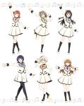  6+girls artbook asaka_karin asymmetrical_hair black_bow black_pantyhose black_socks blonde_hair blue_bow blue_bowtie blue_eyes blunt_bangs bow bowtie braid braided_bun brown_hair buttons full_body grey_hair hair_between_eyes hair_bow hair_bun hair_ornament half_updo highres jacket konoe_kanata long_hair long_sleeves looking_at_viewer love_live! love_live!_nijigasaki_high_school_idol_club medium_hair miyashita_ai multiple_girls nakasu_kasumi non-web_source official_art one_eye_closed open_mouth orange_bow orange_bowtie orange_eyes osaka_shizuku pantyhose pink_bow pink_bowtie pink_eyes pink_hair purple_bow purple_bowtie purple_eyes purple_hair school_uniform short_hair sidelocks single_side_bun skirt smile socks standing swept_bangs twintails uehara_ayumu white_jacket white_skirt yellow_bow yellow_bowtie yellow_eyes 