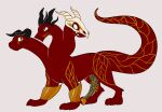 2020 3_heads european_mythology feral flared_penis genitals greek_mythology horn hydra kaiizree knot knotted_penis male male_feral multi_head mythology penis quadruped red_body solo tail xephyza_the_hydra year