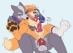 anal anal_orgasm anal_penetration animal_genitalia animal_penis anthro anthro_on_anthro anthro_penetrated anthro_penetrating anthro_penetrating_anthro ball_size_difference balls bite blood blush bodily_fluids canid canine canine_genitalia canine_penis canis claws clothing cum cum_from_ass cum_in_ass cum_in_mouth cum_inside cum_on_balls cum_on_penis cum_while_penetrated cumshot duo ejaculation erection face_grab feet finger_in_mouth fingers footwear fox fox_mccloud fur genital_fluids genitals green_eyes grey_balls grey_body grey_fur hands-free hi_res kerchief knot looking_pleasured male male/male male_penetrated male_penetrating male_penetrating_male mammal mofu_guys multicolored_body multicolored_fur neckerchief neckwear nintendo on_lap open_mouth orange_body orange_fur orgasm pawpads penetration penile penile_penetration penis penis_in_ass red_eyes sex shoulder_bite socks star_fox tail toes tremble_spikes two_tone_body wolf wolf_o&#039;donnell