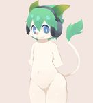  :3 ambiguous_gender anthro child cub featureless_crotch front_view hands_behind_back headphones looking_at_viewer mammal moki navel solo standing thick_thighs unknown_species young 