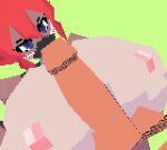 2024 3d_(artwork) ambiguous_species animated anthro big_breasts blue_eyes bouncing_breasts breast_play breasts claws digital_media_(artwork) duo erection female genitals green_background hair huge_breasts human human_on_anthro interspecies light_body light_skin loop low_framerate low_poly male male/female mammal mask nipples nude penis polez red_hair sex simple_background titfuck wearing_mask