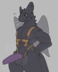 black_body dergsalot dragon dreamworks genitals harness hi_res how_to_train_your_dragon knot male mythological_creature mythological_scalie mythology penis purple_genitals scalie toothless wings