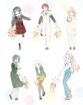  6+girls ahoge artbook black_eyes black_hair blonde_hair blunt_ends bow bowtie braid brown_hair closed_eyes dress emma_verde fireworks full_body green_dress green_hair hair_over_one_eye hat highres holding hood hoodie jewelry long_hair long_skirt long_sleeves love_live! love_live!_nijigasaki_high_school_idol_club mia_taylor mifune_shioriko multiple_girls necklace non-web_source official_art open_mouth overalls pantyhose pink_hair plaid_clothes plaid_skirt red_skirt ribbon shirt shoes short_hair simple_background skirt smile socks sparkler standing sweater tennoji_rina twin_braids twintails white_background white_bow white_bowtie white_ribbon white_sweater yuki_setsuna zhong_lanzhu 