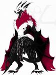 2025 3_fingers 5_toes absurd_res anthro bat big_ears black_body black_clothing black_fur claws cloak clothed clothing eyelashes fangs feet finger_claws fingers fur fur_tuft grey_body grey_fur hi_res horn looking_at_viewer male mammal mane markings membrane_(anatomy) membranous_wings nipples red_body red_eyes red_fur red_sclera robe scuted_arms scutes shadowsoulful sharp_teeth solo tail teeth toe_claws toes topless tuft werebat werecreature white_body white_fur winged_arms wings