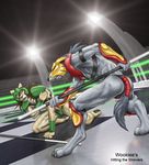  anthro armor canine clothing comic digital_media_(artwork) duo feline hitting_the_showers lion male mammal wolf wooky 