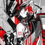  1girl hanaseto hatsune_miku highres looking_at_viewer number_tattoo shoulder_tattoo tattoo upper_body vocaloid 