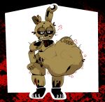 2022 abdominal_bulge animatronic anthro anthro_pred belly big_belly brown_body brown_fur digital_media_(artwork) feet five_nights_at_freddy&#039;s five_nights_at_freddy&#039;s_3 fully_inside fur hand_on_belly hand_on_own_belly hi_res huge_belly lagomorph leporid machine male male_pred mammal navel pawplants rabbit robot rumbling_stomach same_size_vore scottgames simple_background springtrap_(fnaf) standing teeth unseen_prey vore whiskers white_eyes