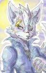  anthro bandage canine claws clothed clothing eye_patch eyewear jacket looking_at_viewer male mammal nintendo scar solo star_fox traditional_media_(artwork) tuft video_games watercolor_(artwork) wolf wolf_o&#039;donnell 瑞輝凛吉 