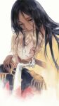  1boy 1girl black_hair blonde_hair blue_eyes char_aznable closed_eyes gundam hair_down hand_on_another&#039;s_chin head_on_head head_rest highres lalah_sune mobile_suit_gundam white_background yeluo_black 
