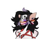 2025 anthro astarvingfarbeagle bdsm black_hair bondage bound cloth_gag female flesh_tunnel gag gagged hair hi_res highlights_(coloring) lesbian_pride_colors lgbt_pride mammal mouse multicolored_hair murid murine nonbinary_(lore) nonbinary_pride_colors penn_(astarvingfarbeagle) pride_colors purple_highlights restraints rodent rope rope_bondage solo two_tone_hair