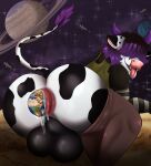anal anal_penetration anal_vore anthro anus backsack balls bodily_fluids bovid bovine butt cattle digital_media_(artwork) earth flosar genitals hair horn macro male mammal object_vore open_mouth partially_inside penetration planet planet_dwarfing planet_vore size_difference solo space tail terra_macro tongue vore