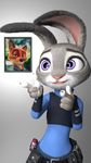  3d_(artwork) animated blender canine clothing digital_media_(artwork) disney female fox fur grey_fur hi_res hopps judy judy_hopps judyhopps lagomorph long_ears male mammal nick_wilde police_uniform rabbit size_difference text uniform zootopia 