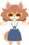 alpha_channel anthro aurum79 bottomwear brown_hair bully_fox canid canine clothing collared_shirt digital_media_(artwork) eyeless female fox fox_tail hair mammal medium_hair neck_ribbon pixel_(artwork) plushie shirt skirt solo topwear