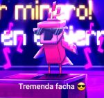 ambiguous_gender avian bird dancing detailed_background electronics emoji eyewear eyewear_on_head feral hi_res jukebox karaoke logo microsoft minecraft mojang parrot parrot_(minecraft) singing solo spotlight spotlight_beam standing sunglasses sunglasses_on_head text unavailable_at_source weonvago xbox_game_studios