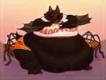 4:3 absurd_res andromorph anthro bat bat_wings black_flying_fox bottomwear broken_bench brown_body brown_fur cartoon_logic cellulite clothing crop_top electronics fatfur_hooters flying_fox fur hair happy hi_res hyper intersex jewelry looking_at_object looking_at_phone mammal megabat membrane_(anatomy) membranous_wings morbidly_obese necklace obese overweight pants phone red_hair shirt sitting smile snepfeathers solo stretch_marks swoop_(batgender) topwear torn_bottomwear torn_clothing torn_pants trans_(lore) trans_man_(lore) wings