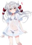  1girl alternate_costume amatsukaze_(kancolle) bikini black_bikini breasts brown_eyes cowboy_shot faceless faceless_male fathom feet_out_of_frame grey_hair hair_tubes highres kantai_collection long_hair see-through_clothes see-through_shirt shirt sideways_glance simple_background small_breasts solo swimsuit t-shirt two_side_up white_background white_shirt 