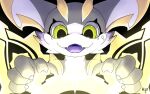 16:10 ambiguous_gender anthro chronos_(dragalia_lost) cygames dragalia_lost dragon glowing_light green_eyes grey_body grey_skin horn hoyvern looking_down mythological_creature mythological_scalie mythology nintendo purple_tongue scalie smile solo tongue widescreen