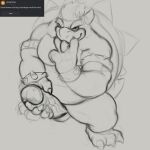 2021 3_toes 4_fingers anthro armband balls belly big_penis bowser bracelet claws cunnilingus_gesture digital_drawing_(artwork) digital_media_(artwork) eyebrows feet finger_claws fingers front_view genitals gesture grey_background greyscale guide_lines hair hi_res holding_own_penis horn humanoid_genitalia humanoid_penis jewelry koopa looking_at_viewer male mario_bros masturbation monochrome mostly_nude musclegut muscular naughty_face nintendo nobodyshouse penile penile_masturbation penis scalie shell simple_background sketch solo spiked_armband spiked_bracelet spiked_shell spikes spikes_(anatomy) standing suggestive suggestive_gesture tail thick_eyebrows toe_claws toes tongue tongue_out vein veiny_penis wide_stance