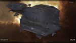  3d attack_ship_(eve_online) barghest_(eve_online) battleship_(eve_online) brown_background caldari_state_(eve_online) commentary copyright_logo copyright_name dated_commentary emblem english_text eve_online glowing highres kaspercohen_(kasper_hansen) logo maya_(medium) military_vehicle mordu&#039;s_legion_command_(eve_online) nebula no_humans outdoors photoshop_(medium) radio_antenna realistic science_fiction space spacecraft star_(sky) starry_sky_background tackler_(eve_online) vehicle_focus vehicle_name 