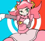 2018 animal_humanoid breasts cat_humanoid clothing digital_drawing_(artwork) digital_media_(artwork) dress eyebrow_through_hair eyebrows felid felid_humanoid feline feline_humanoid female green_eyes grinning_at_viewer hair half-length_portrait heart_symbol hi_res humanoid light_body light_skin mammal mammal_humanoid mew_mew_(undertale) mew_mew_kissy_cutie petronoise pink_clothing pink_dress pink_hair portrait raised_eyebrow solo translucent translucent_hair undertale_(series)