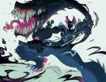  1girl animal_ears claws fangs flancortes fluffy_tail highres large_tail long_tongue marvel marvel_rivals mask official_alternate_costume sharp_teeth slingshot_(weapon) squirrel squirrel_ears squirrel_girl squirrel_girl_(marvel) squirrel_girl_(symbiote_squirrel)_(marvel) squirrel_tail symbiote tail tail_mouth teeth tippy-toe tongue 