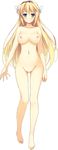  absurdres blonde_hair blue_eyes breasts elcia_harvence highres koikishi_purely_kiss large_breasts long_hair navel nipples no_pussy simple_background solo white_background yuuki_hagure 
