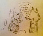  2016 anthro canine clothed clothing comic dialogue disney english_text finnick fox male mammal nick_wilde nicolaswildes_(artist) sketch text zootopia 