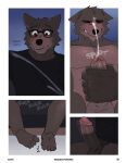 absurd_res andy_(echto) anthro anthro_on_anthro bodily_fluids canid canine canis charlie_(echto) clenched_teeth comic cum cumshot dialogue duo echto ejaculation english_text erection eyes_closed eyewear father_(lore) father_and_child_(lore) father_and_son_(lore) foreskin genital_fluids genitals glans glasses handjob hi_res incest_(lore) looking_pleasured male male/male mammal moan nude nude_male orgasm parent_(lore) parent_and_child_(lore) parent_and_son_(lore) penile penis profanity sex son_(lore) speech_bubble sweat teeth text wolf