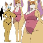 bat big_breasts bikini breast_squish breasts cleavage clothed clothing duo female hi_res huge_breasts lagomorph leporid looking_at_viewer mammal nipple_slip one-piece_swimsuit rabbit rouge_the_bat sega simple_background sketch sonic_the_hedgehog_(series) squish swimwear two-piece_swimsuit vanilla_the_rabbit white_background yuta_agc