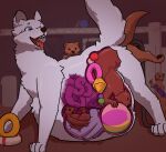 anal anal_vore anthro ball boilingbismuth canid canine canis domestic_dog feral group hose hose_in_butt hose_inflation humanoid inflatable inflation internal male mammal mustelid organs otter pump trio vore wolf