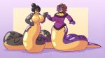 2b-labs anthro apode big_breasts bob_cut breasts disembodied_hand draconcopode duo face_squish featureless_breasts female female/female hand_on_breast handles_on_hips huge_breasts latex latex_creature legless living_latex mitten_hands moshigi naga reptile scalie serpentine snake split_form squish transformation twinning