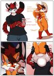 angry annoyed anthro betting blush bodily_fluids border bottomwear brown_hair butt butt_slap canid canine challenge clothed clothed_anthro clothing comic comic_panel complaining cross-popping_vein duo eating eyewear felid feline ferox_(feroxdoon) fox fur glasses hair hi_res humor looking_at_another looking_back male male/male mammal mohurin neck_bulge nonbinary_(lore) nude nude_anthro open_mouth oral_vore orange_body orange_fur overconfident panicking pantherine pants predator/prey red_body red_fox red_fur roanth_rufry_alfer_(character) same_size_vore semi_willing_vore shirt slap smile soft_vore spanking spanking_self stripes swallowing tail tears teasing teasing_with_butt teeth thick_thighs thighs_together tiger tongue tongue_out topwear true_fox vore wearing_glasses white_border willing_pred willing_to_unwilling_prey