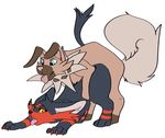  2016 ambiguous_gender canine duo ennismore feline feral iwanko litten male mammal nintendo open_mouth pok&eacute;mon sex simple_background tongue tongue_out video_games white_background 