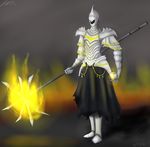  abstract_background armor clothing dark dark_souls female fire jeffthehusky jewelry magic magic_user not_furry pyromancer shadow skirt staff standing video_games witch 