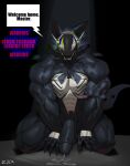 2025 absurd_res alternate_species anthro big_penis black_body bodily_fluids cum cum_on_ground cxcxxcxxxx dialogue drone english_text erection genital_fluids genitals glitch hi_res huge_penis kneeling machine male marvel master multicolored_body muscular muscular_anthro muscular_male penis protogen solo speech_bubble symbiote text thick_thighs two_tone_body venom_(marvel) white_body