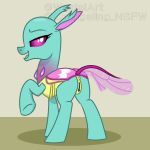 1:1 arthropod butt changeling female feral friendship_is_magic genitals hasbro hooves looking_at_viewer my_little_pony presenting presenting_vulva raised_hoof reformed_changeling solo spiracle_(mlp) tongue tongue_out vulva wasisi
