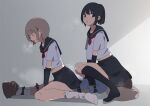  1boy 2girls age_difference black_hair black_skirt black_socks blue_sailor_collar blue_shirt blush brown_eyes brown_hair clothed_sex ekko_(pixiv55368152) femdom implied_sex mole mole_under_eye motion_lines multiple_girls necktie onee-shota open_mouth original pleated_skirt ponytail rape red_necktie restrained reverse_cowgirl_position sailor_collar school_uniform serafuku sex shirt short_hair sitting_on_face skirt socks steaming_body straddling white_shirt white_socks 
