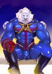  anthro bulge fate/grand_order feline iceman1984 lion male mammal muscular solo thomas_edison_(fate) white_lion 